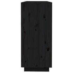shumee fekete tömör fenyőfa tálalószekrény 110,5 x 35 x 80 cm