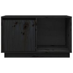 shumee fekete tömör fenyőfa TV-szekrény 74 x 35 x 44 cm