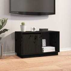 shumee fekete tömör fenyőfa TV-szekrény 74 x 35 x 44 cm