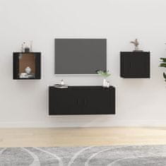 Greatstore 2 db fekete falra szerelhető TV-szekrény 40 x 34,5 x 40 cm