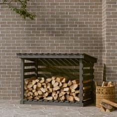 Greatstore szürke tömör fenyőfa tűzifatartó állvány 108x73x79 cm