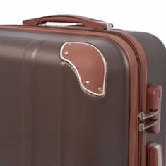 Greatstore 4 darabos, kávészínű, kemény fedeles, görgős bőrönd szett