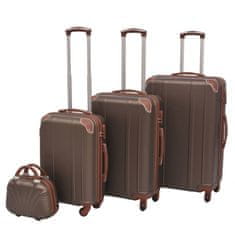 Greatstore 4 darabos, kávészínű, kemény fedeles, görgős bőrönd szett