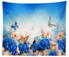 EXCELLENT Dekoratív faliszőnyeg 150x100 cm - Kék virágok pillangóval