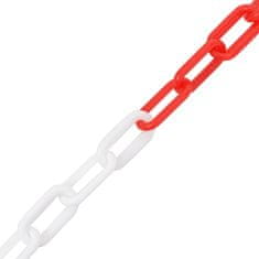Greatstore piros és fehér műanyag figyelmeztető lánc 30 m Ø4 mm