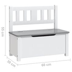shumee fehér-szürke MDF gyermek tárolópad 60 x 30 x 55 cm