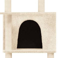 Greatstore krémszínű macskabútor szizál kaparófákkal 166 cm