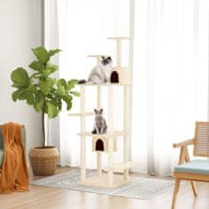 Greatstore krémszínű macskabútor szizál kaparófákkal 176 cm