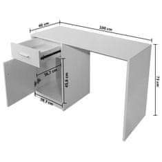 Greatstore 100x40x73 cm Fehér íróasztal fiókkal és szekrénnyel
