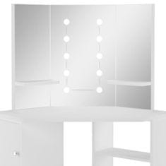 Vidaxl fehér sarok-fésülködőasztal LED-izzókkal 288450