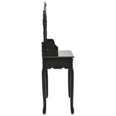 shumee fekete császárfa fésülködőasztal-szett ülőkével 75x69x140 cm