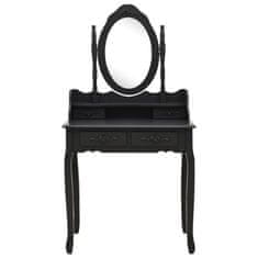 shumee fekete császárfa fésülködőasztal-szett ülőkével 75x69x140 cm