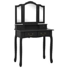 shumee fekete császárfa fésülködőasztal-szett ülőkével 80x69x141 cm