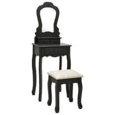 shumee fekete császárfa fésülködőasztal-szett ülőkével 50x59x136 cm