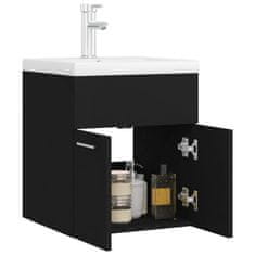 Greatstore fekete forgácslap mosdószekrény beépített mosdókagylóval