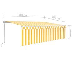 Vidaxl sárga és fehér kézzel kihúzható napellenző redőnnyel 5 x 3 m 3069338