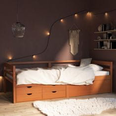 shumee mézbarna fenyőfa ágykeret fiókokkal és szekrénnyel 90 x 200 cm