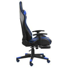 Greatstore kék PVC forgó gamer szék lábtartóval
