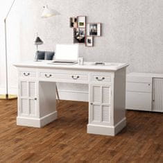 Greatstore fehér dupla talapzatú íróasztal 140 x 48 x 80 cm