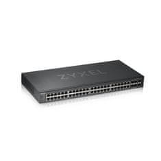 Zyxel GS1920-48v2, 50 portos Smart Managed Switch 44x Gigabit Copper és 4x Gigabit dual pers., hibrid üzemmód, önállóan vagy