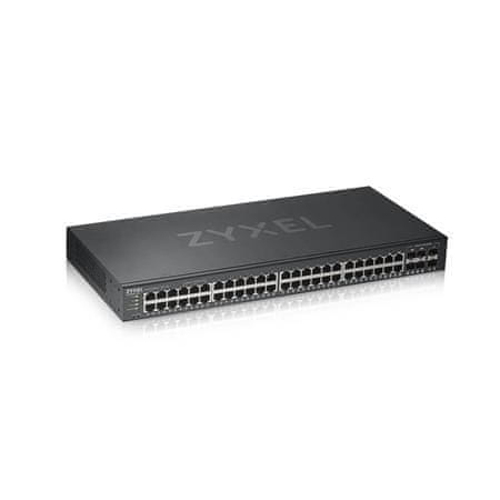 Zyxel GS1920-48v2, 50 portos Smart Managed Switch 44x Gigabit Copper és 4x Gigabit dual pers., hibrid üzemmód, önállóan vagy