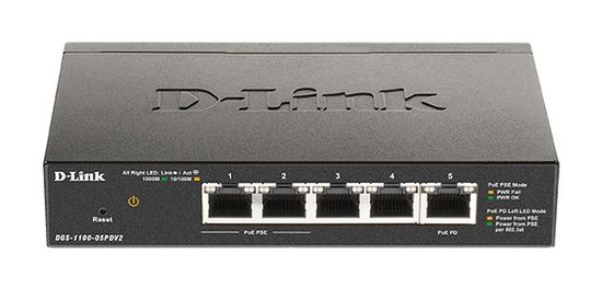 D-Link 5 portos Gigabit PoE intelligens menedzselt switch 1 PD porttal