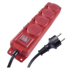 EMOS hosszabbító kábel P14101 - 4 aljzat, 10m, 16A, kapcsolóval, kültéri IP44, piros