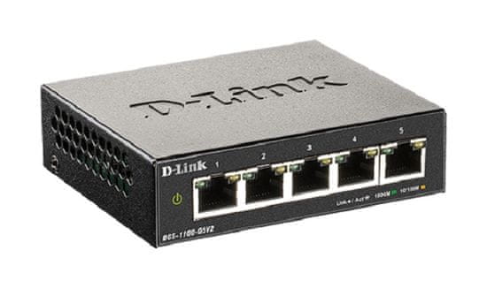 D-Link DGS-1100-05V2/E 5 portos Gigabit Smart Managed Switch- 5 portos 100BaseTX automatikus tárgyaló 10/100/1000Mbps kapcsoló