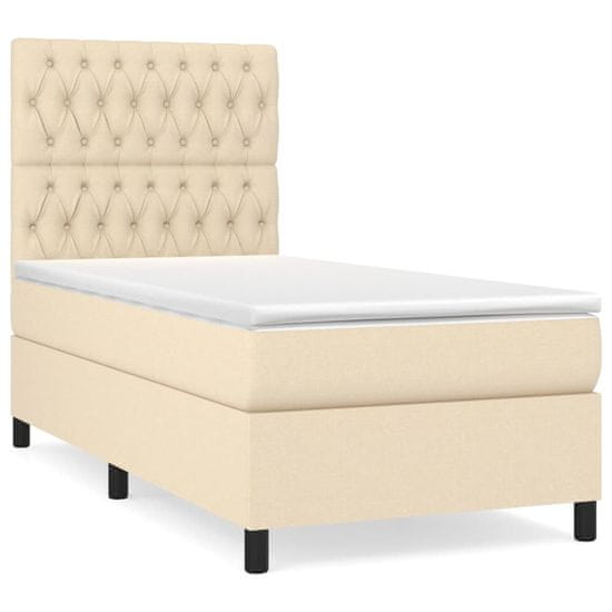 Vidaxl krémszínű szövet rugós ágy matraccal 90 x 190 cm 3141982