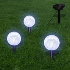 Greatstore 3 db LED kerti gömblámpa cövekkel és napelemmel