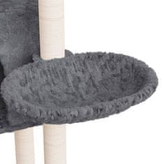 Greatstore sötétszürke macskabútor szizál kaparófával 108,5 cm