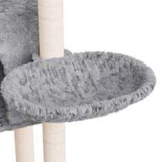 Greatstore világosszürke macskabútor szizál kaparófákkal 108,5 cm