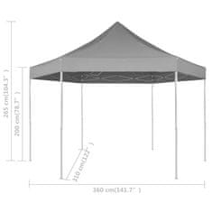 Greatstore szürke összecsukható hatszög alakú pop-up pavilon 3,6 x 3,1 m