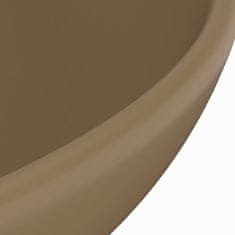 Greatstore kerek matt krémszínű kerámia luxus mosdókagyló 32,5 x 14 cm