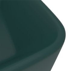 Greatstore matt sötétzöld kerámia luxus mosdókagyló 41x30x12 cm