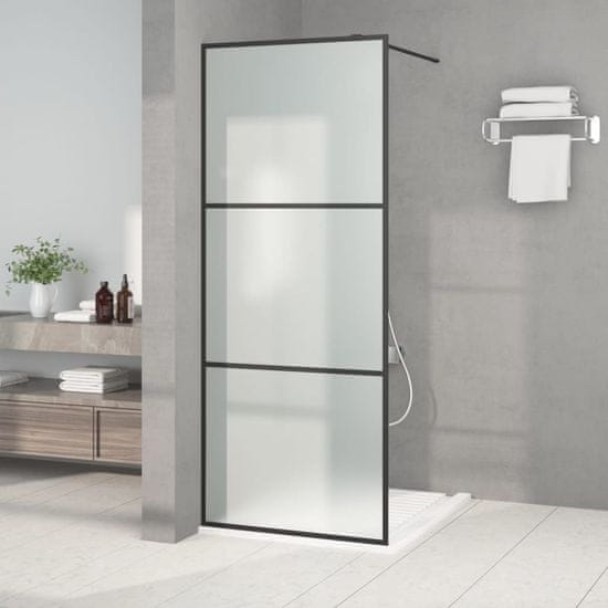 Greatstore fekete ESG tejüveg zuhanyfal küszöb nélküli zuhanyhoz 80x195 cm