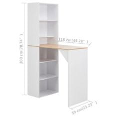 Greatstore fehér bárasztal szekrénnyel 115 x 59 x 200 cm