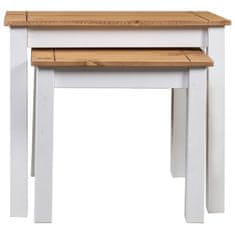 shumee 2 db fehér panama stílusú tömör fenyőfa egymásba tolható asztal 