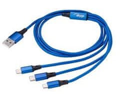 Akyga USB 3.0 A/USB Micro B/USB C típusú Lightning kábel 1.2m/fekete