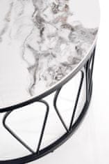 Halmar Kerek dohányzóasztal (2 db) Formosa - fehér márvány / fekete
