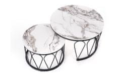 Halmar Kerek dohányzóasztal (2 db) Formosa - fehér márvány / fekete