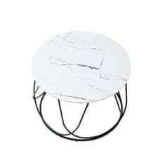 Halmar Nubira kerek dohányzóasztal - fehér márvány / fekete
