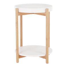 KONDELA Kabra kisasztal kivehető tálcával - fehér / natúr
