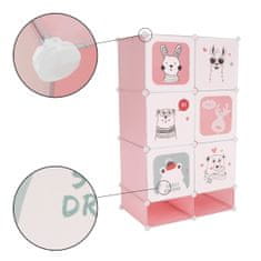 KONDELA Gyermek moduláris szekrény Norme - rózsaszín / gyermek mintás