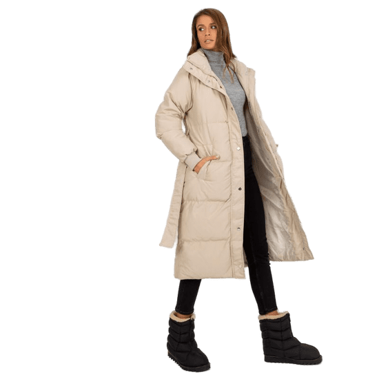Ulefone Női hosszú steppelt téli kabát övvel BELA világos bézs színű LF-KR-160400.98P_391926