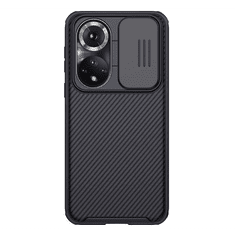 Nillkin CAMSHIELD PRO műanyag telefonvédő (szilikon keret, közepesen ütésálló, kamera védelem, csíkos minta) FEKETE [Honor 50] (5996591112121)