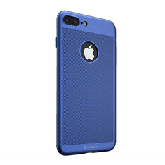 iPaky műanyag telefonvédő (előlap védelem, lyukacsos minta, logo kivágás + edzett üveg) SÖTÉTKÉK [Apple iPhone 8 Plus 5.5] (5996457721788)