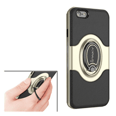 iPaky műanyag telefonvédő (szilikon belső, mágneses telefontartó gyűrű, 360°-ban forgatható) ARANY [Apple iPhone 6S Plus 5.5] (5996457743582)