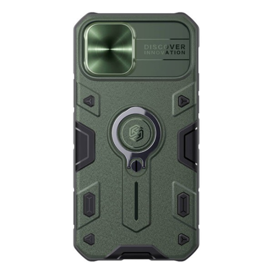 Nillkin CAMSHIELD ARMOR defender műanyag telefonvédő (szilikon belső, közepesen ütésálló, telefontartó gyűrű) SÖTÉTZÖLD [Apple iPhone 12 Pro] (5996591005263)