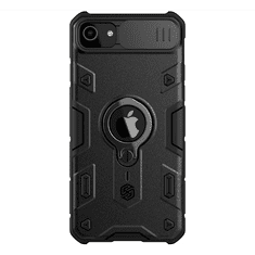 Nillkin CAMSHIELD ARMOR defender műanyag telefonvédő (közepesen ütésálló, telefontartó gyűrű, logó kivágás) FEKETE [Apple iPhone SE 3 (2022)] (5996457971794)